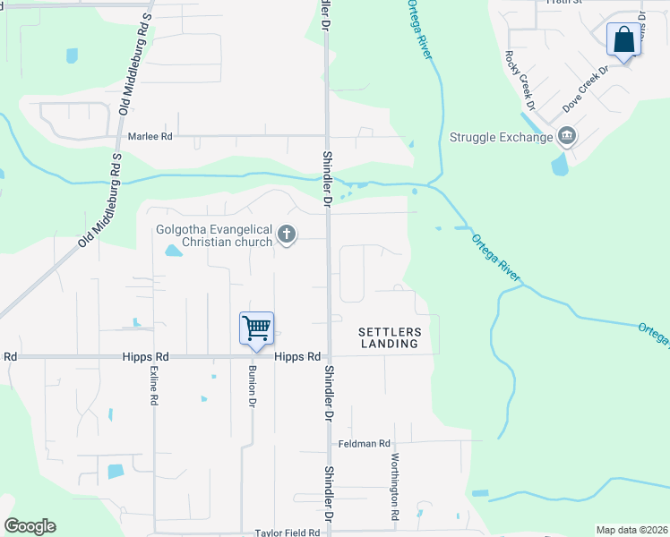 map of restaurants, bars, coffee shops, grocery stores, and more near 6950 Huntington Woods Circle West in Jacksonville