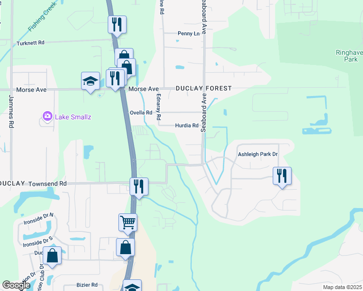 map of restaurants, bars, coffee shops, grocery stores, and more near 5724 Guana Park Court in Jacksonville