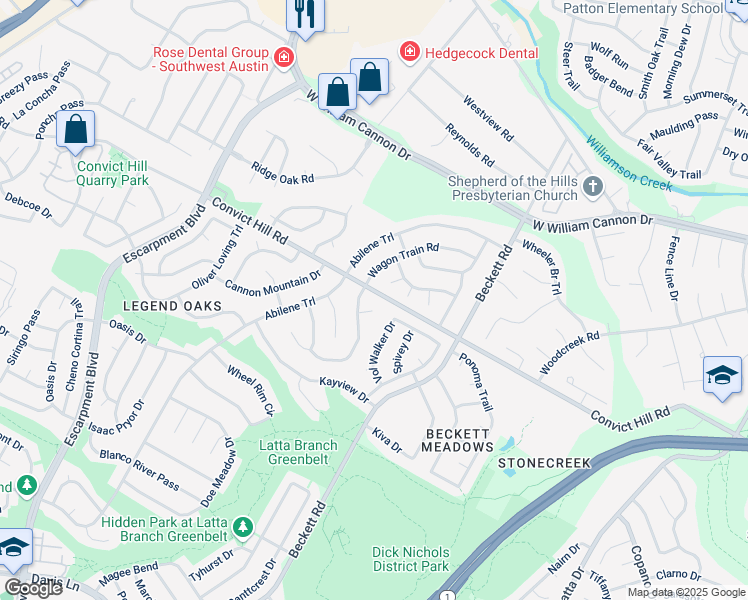 map of restaurants, bars, coffee shops, grocery stores, and more near 5602 Wagon Train Cove in Austin