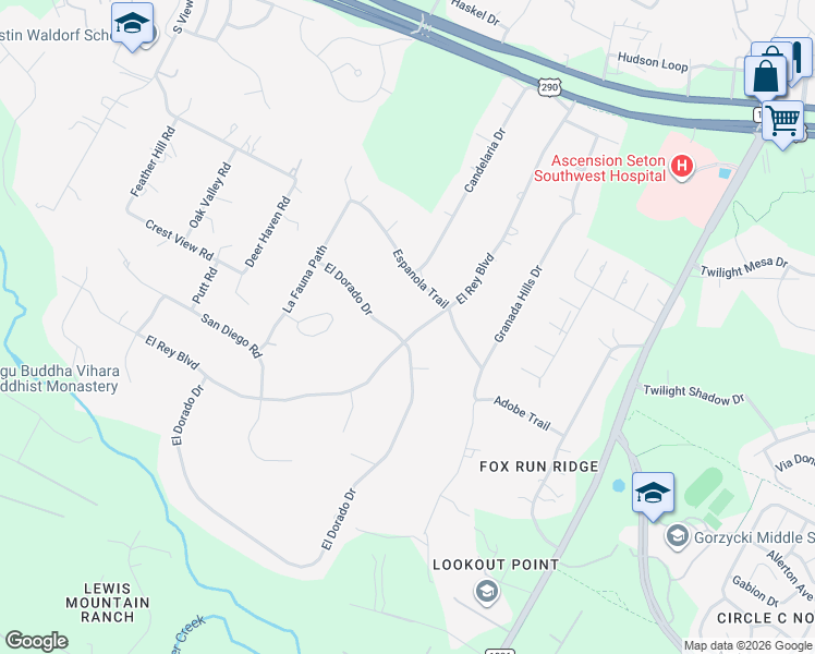 map of restaurants, bars, coffee shops, grocery stores, and more near 8100 El Dorado Drive in Austin