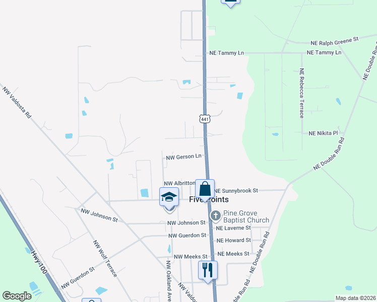 map of restaurants, bars, coffee shops, grocery stores, and more near 193 Northwest Gerson Lane in Lake City