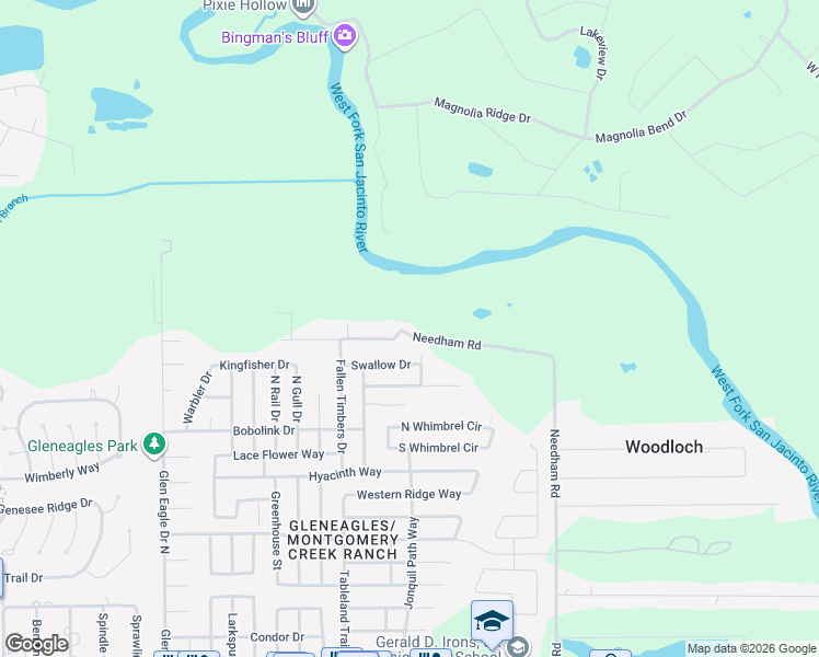 map of restaurants, bars, coffee shops, grocery stores, and more near 10320 Woodhollow Drive in Conroe