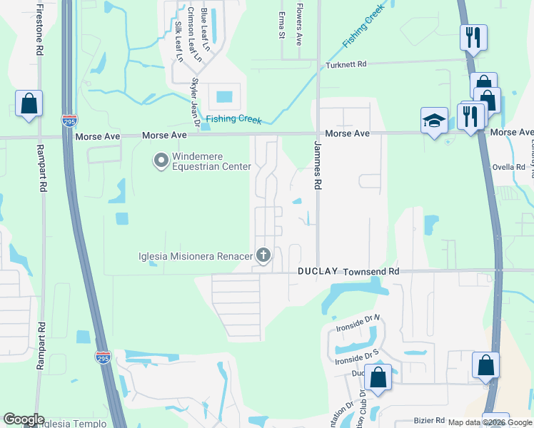 map of restaurants, bars, coffee shops, grocery stores, and more near 3187 Eagle Road in Jacksonville