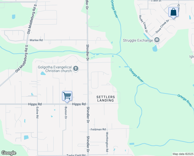 map of restaurants, bars, coffee shops, grocery stores, and more near 6952 Huntington Woods Circle East in Jacksonville