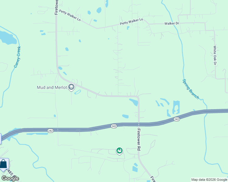 map of restaurants, bars, coffee shops, grocery stores, and more near 15618 Towerwood Drive in Conroe