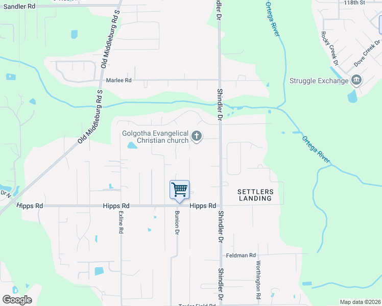 map of restaurants, bars, coffee shops, grocery stores, and more near 6934 Monica Court in Jacksonville