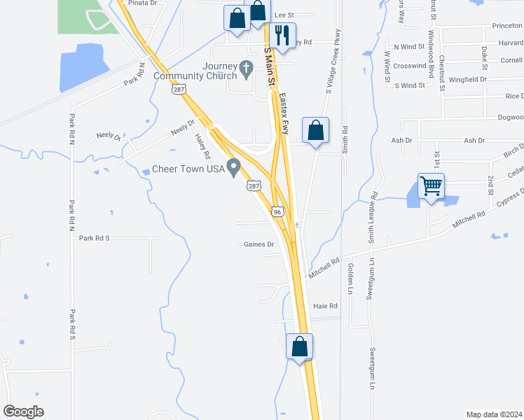 map of restaurants, bars, coffee shops, grocery stores, and more near U.S. 96 in Lumberton