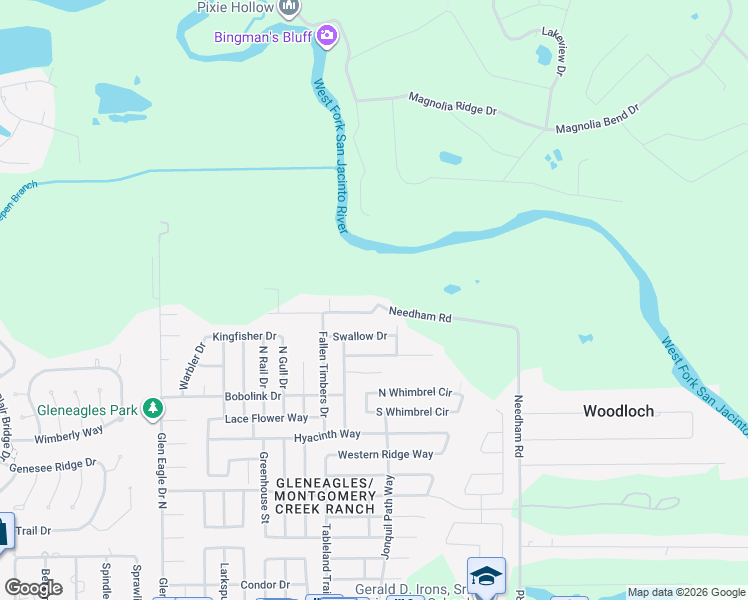 map of restaurants, bars, coffee shops, grocery stores, and more near 10320 Woodhollow Drive in Conroe