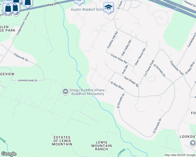 map of restaurants, bars, coffee shops, grocery stores, and more near 9501 San Lucas in Austin
