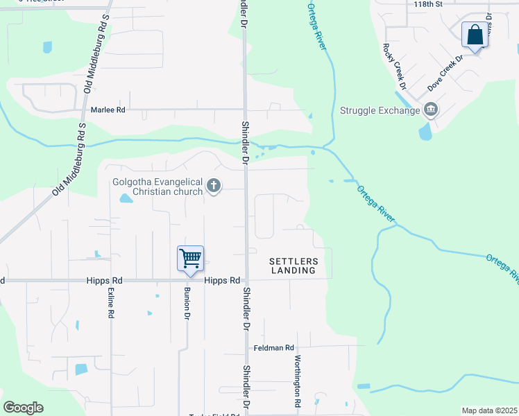map of restaurants, bars, coffee shops, grocery stores, and more near 6941 Huntington Woods Circle West in Jacksonville