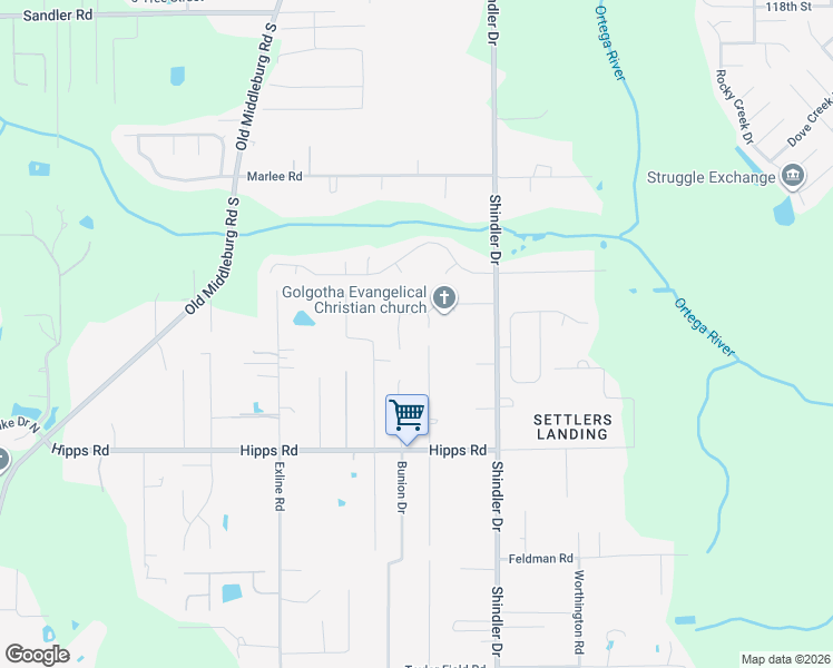 map of restaurants, bars, coffee shops, grocery stores, and more near 6934 Monica Court in Jacksonville