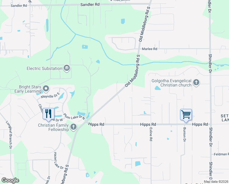 map of restaurants, bars, coffee shops, grocery stores, and more near 6886 Edmonds Lane in Jacksonville