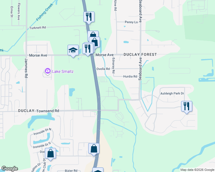 map of restaurants, bars, coffee shops, grocery stores, and more near 5775 Ortega View Way in Jacksonville