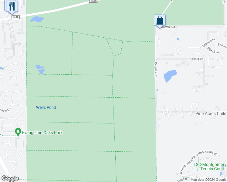 map of restaurants, bars, coffee shops, grocery stores, and more near in Conroe