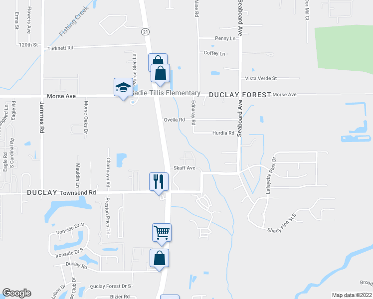 map of restaurants, bars, coffee shops, grocery stores, and more near 6935 Ortega Woods Drive in Jacksonville