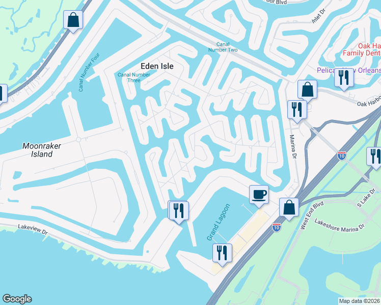 map of restaurants, bars, coffee shops, grocery stores, and more near 200 Constellation Drive in Slidell