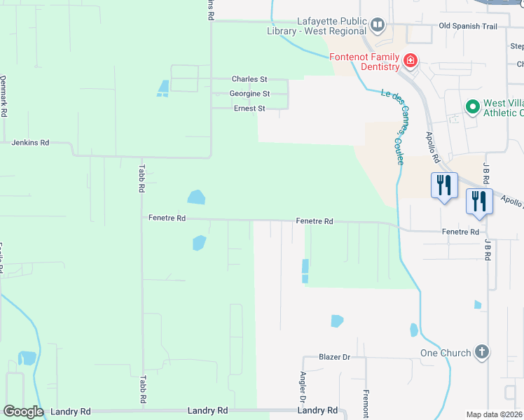map of restaurants, bars, coffee shops, grocery stores, and more near 606 Fenetre Road in Scott
