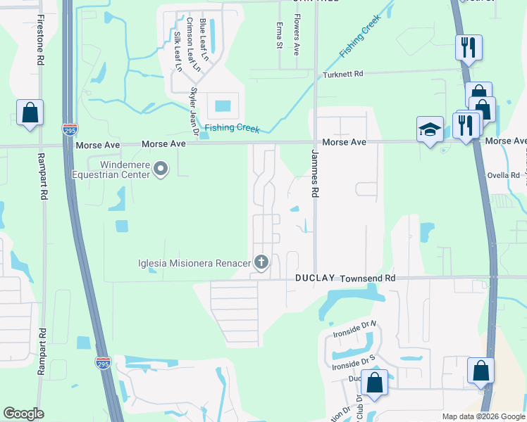 map of restaurants, bars, coffee shops, grocery stores, and more near 3187 Eagle Road in Jacksonville