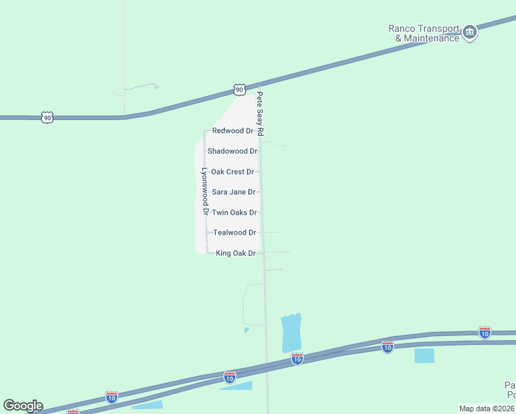 map of restaurants, bars, coffee shops, grocery stores, and more near 2422 Pete Seay Road in Sulphur