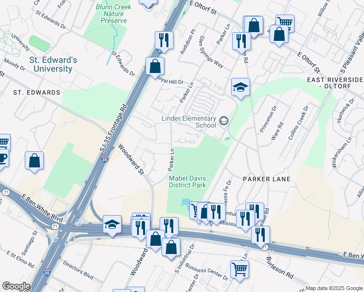 map of restaurants, bars, coffee shops, grocery stores, and more near in Austin