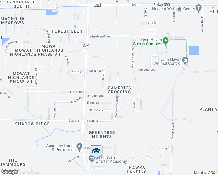 map of restaurants, bars, coffee shops, grocery stores, and more near 796 Cason Circle in Panama City