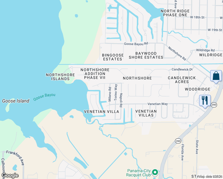 map of restaurants, bars, coffee shops, grocery stores, and more near 1206 Calabria Road in Panama City