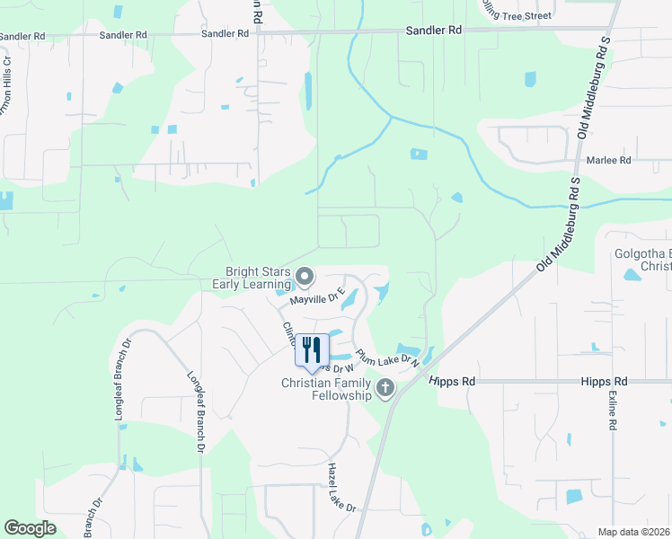 map of restaurants, bars, coffee shops, grocery stores, and more near 6805 Plum Lake Drive North in Jacksonville