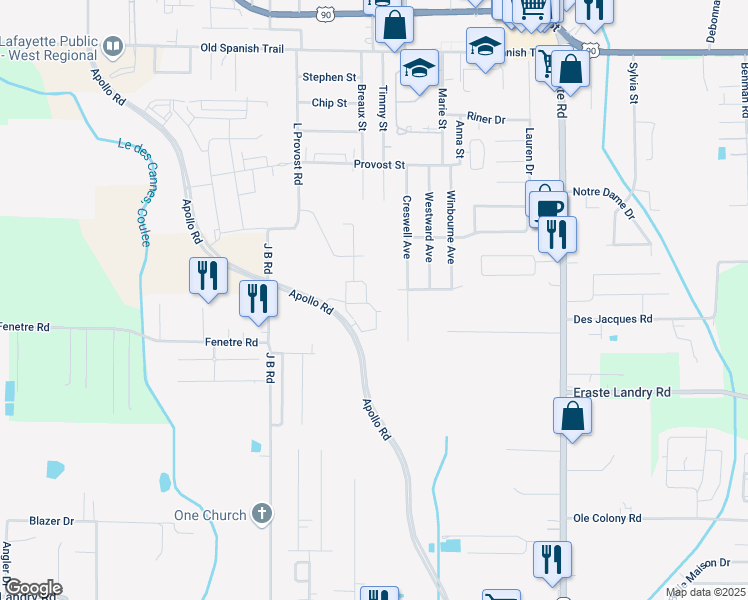 map of restaurants, bars, coffee shops, grocery stores, and more near 1313 Apollo Road in Scott