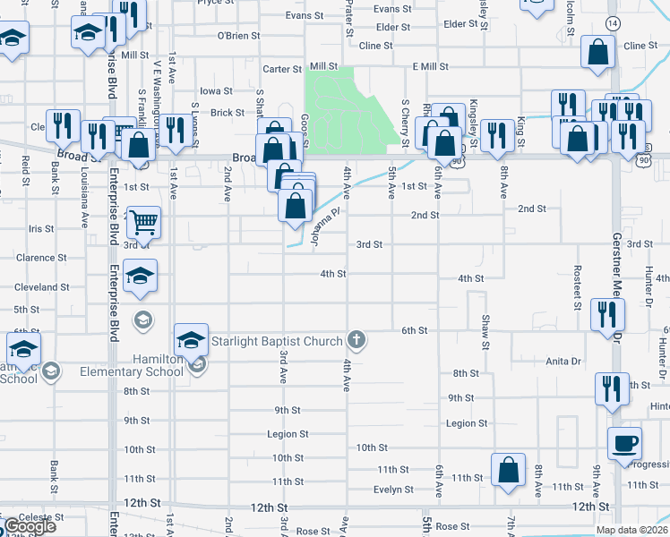 map of restaurants, bars, coffee shops, grocery stores, and more near 1920 3rd Street in Lake Charles