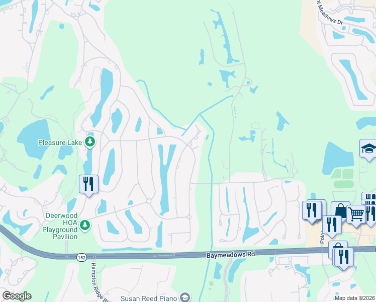 map of restaurants, bars, coffee shops, grocery stores, and more near 8005 Shady Grove Road in Jacksonville