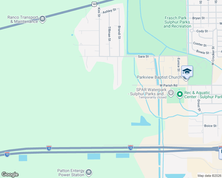 map of restaurants, bars, coffee shops, grocery stores, and more near 1660 Daigle Road in Sulphur