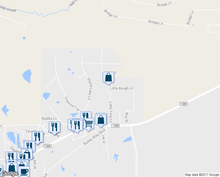 map of restaurants, bars, coffee shops, grocery stores, and more near 499 Little Twig Lane in Magnolia
