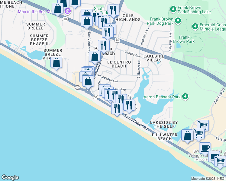 map of restaurants, bars, coffee shops, grocery stores, and more near 601 Carmen Street in Panama City