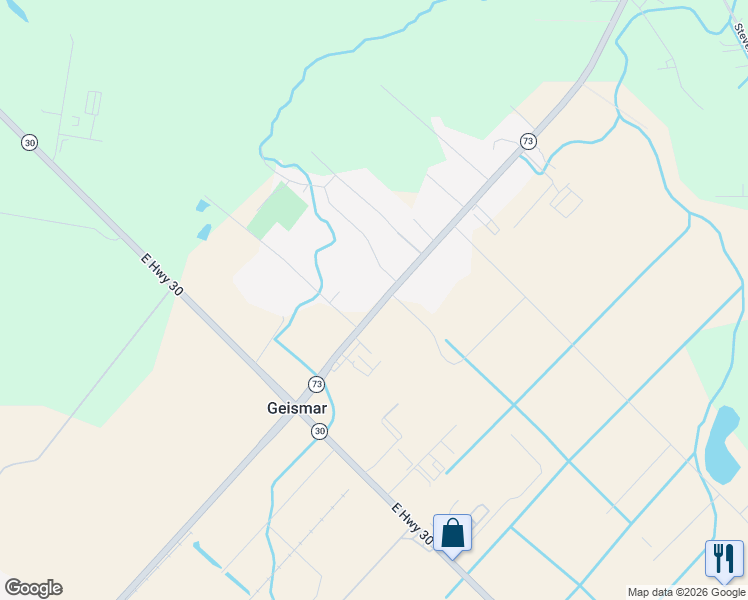 map of restaurants, bars, coffee shops, grocery stores, and more near 6173 Louisiana 73 in Geismar