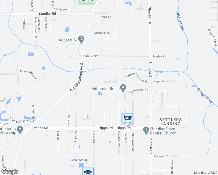 map of restaurants, bars, coffee shops, grocery stores, and more near 6910 Kimberly Heights Lane in Jacksonville