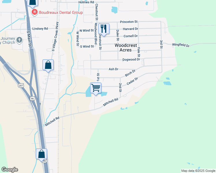 map of restaurants, bars, coffee shops, grocery stores, and more near 8490 Cedar Drive in Lumberton