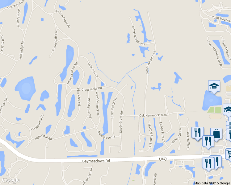 map of restaurants, bars, coffee shops, grocery stores, and more near 8006 Green Glade Rd in Jacksonville