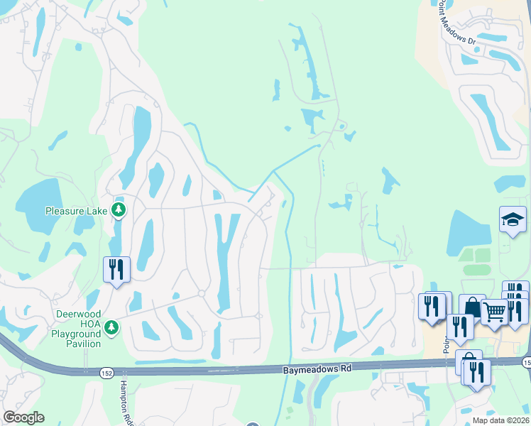 map of restaurants, bars, coffee shops, grocery stores, and more near 8005 Shady Grove Road in Jacksonville