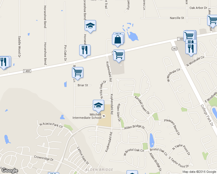 map of restaurants, bars, coffee shops, grocery stores, and more near 10 Butterfly Branch Place in Spring
