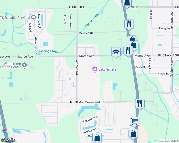 map of restaurants, bars, coffee shops, grocery stores, and more near 6273 Morse Oaks Circle in Jacksonville