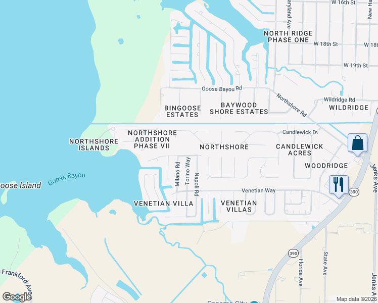 map of restaurants, bars, coffee shops, grocery stores, and more near 1206 Calabria Road in Panama City