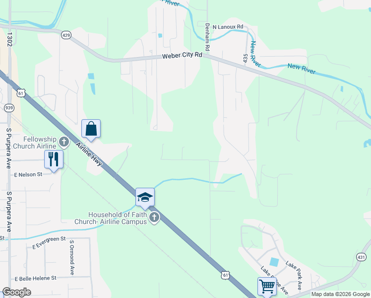 map of restaurants, bars, coffee shops, grocery stores, and more near 43305 Wayne Stevens Road in Gonzales