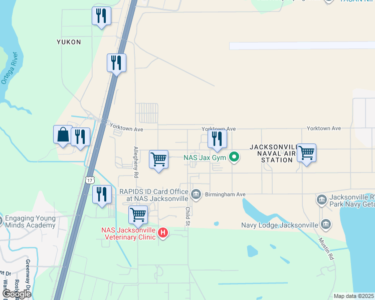 map of restaurants, bars, coffee shops, grocery stores, and more near 2084 Child Street in Jacksonville