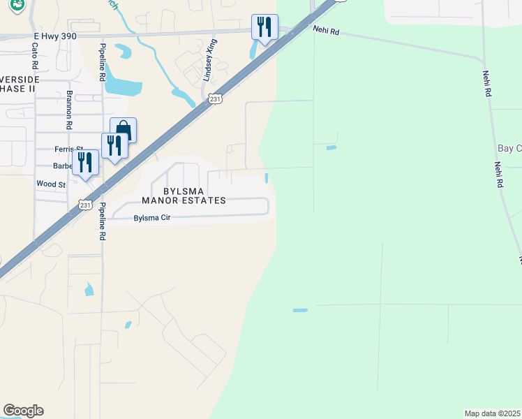map of restaurants, bars, coffee shops, grocery stores, and more near 4503 Bylsma Circle in Panama City