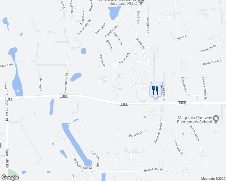 map of restaurants, bars, coffee shops, grocery stores, and more near 40103 Mostyn Dr in Magnolia