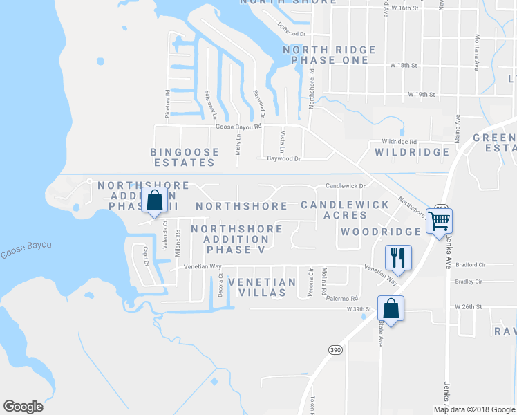map of restaurants, bars, coffee shops, grocery stores, and more near 707 Kristanna Drive in Panama City