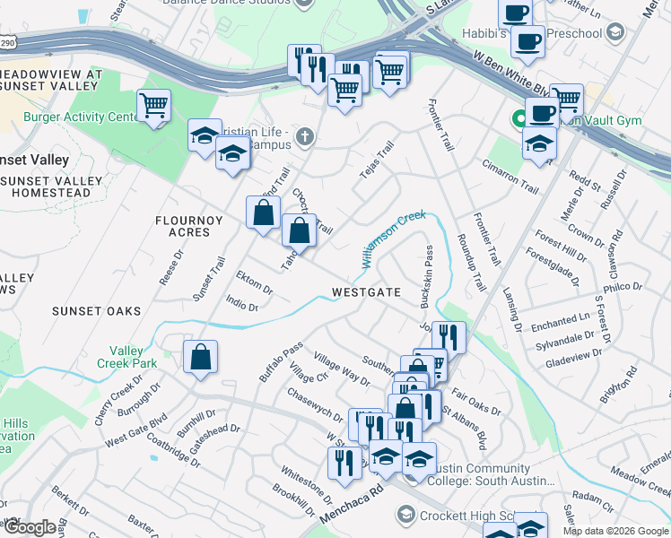 map of restaurants, bars, coffee shops, grocery stores, and more near 2502 Jones Road in Austin
