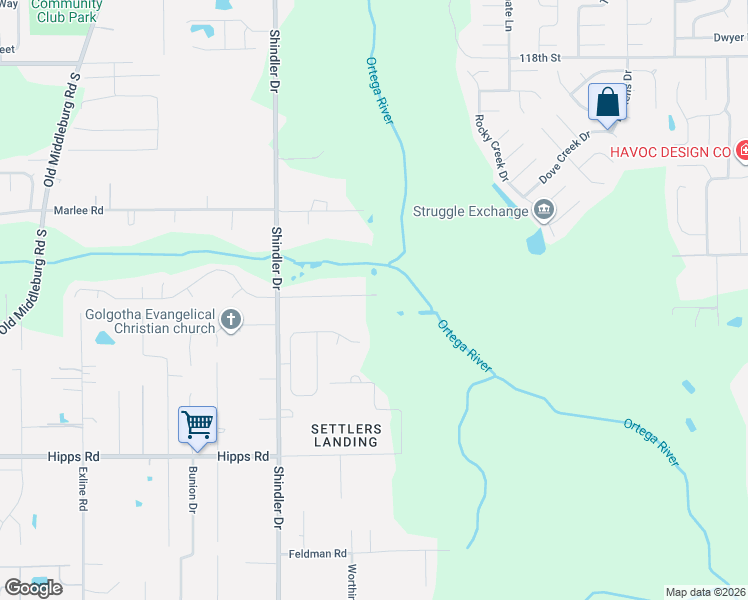 map of restaurants, bars, coffee shops, grocery stores, and more near 8707 Huntington Woods Circle North in Jacksonville