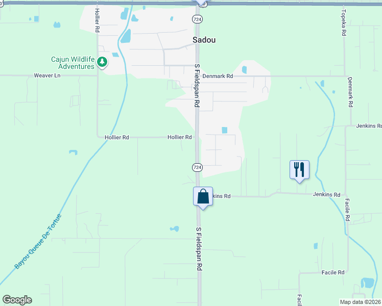 map of restaurants, bars, coffee shops, grocery stores, and more near 1101-1149 S Fieldspan Rd in Duson