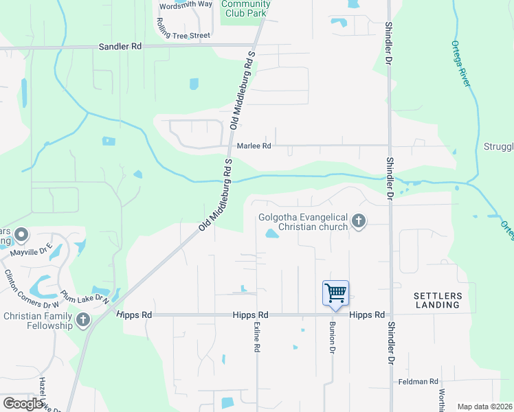 map of restaurants, bars, coffee shops, grocery stores, and more near 9164 Shindler Crossing Drive in Jacksonville